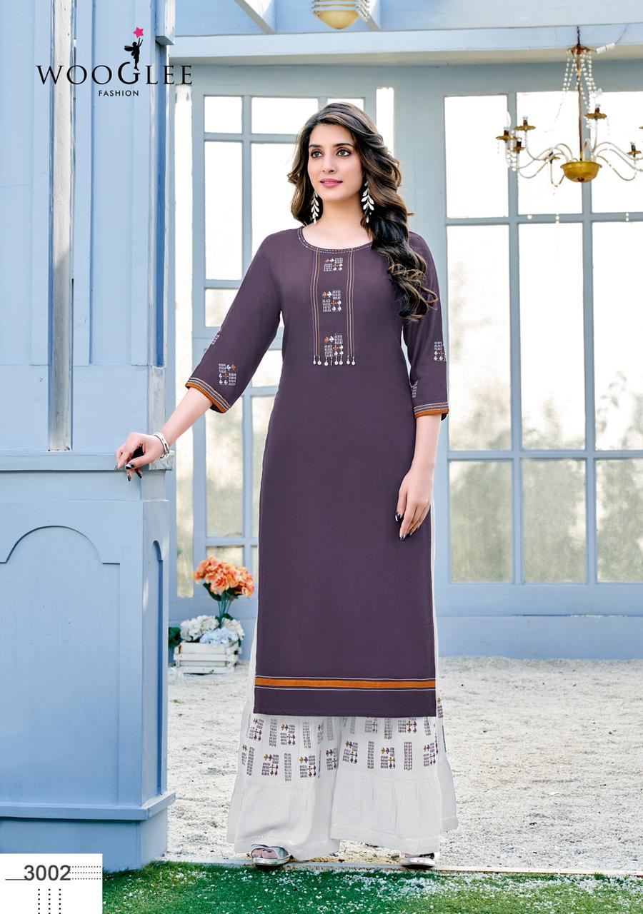 Wooglee Sunshine New Designer Ethnic Wear Kurti With Bottom Collection
